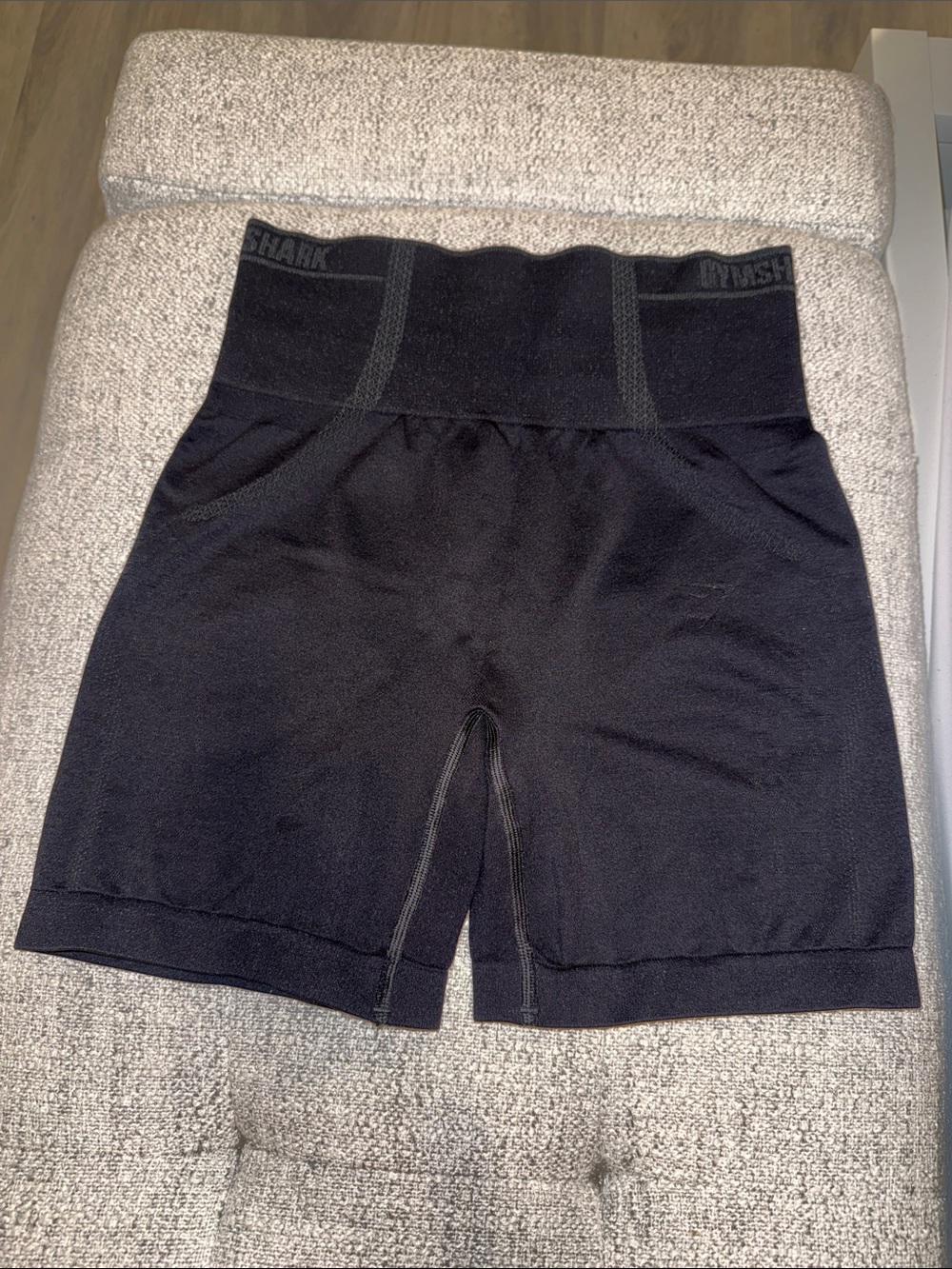 Gymshark Black High-Waist Bike Shorts with Wide Waistband